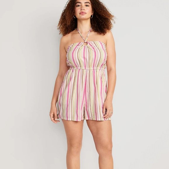 NWT Old Navy Striped O-Ring Halter Romper for Women -- 3.5-inch inseam - Picture 7 of 10